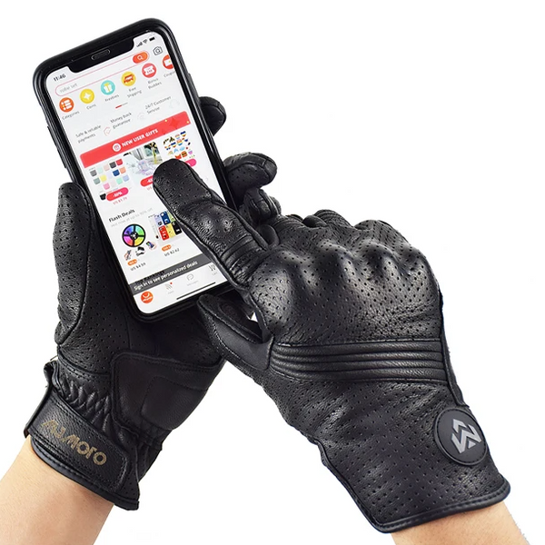 Gants de scooter en cuir pour homme