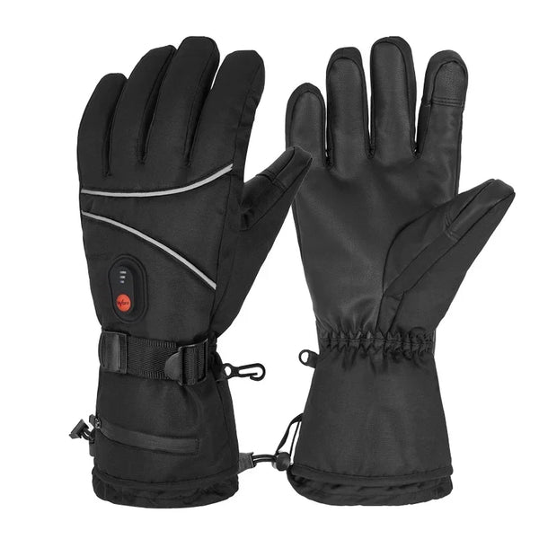 Gants chauffants imperméables et coupe-vents sur fond blanc