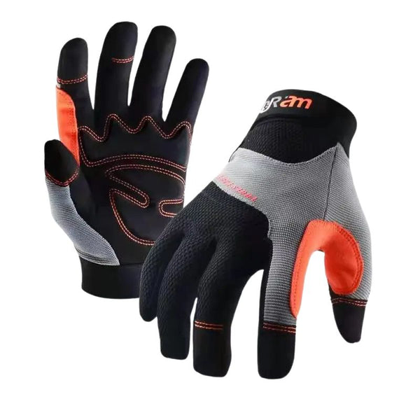 Gants electricien polyvalents et adhérents sur fond blanc et gris