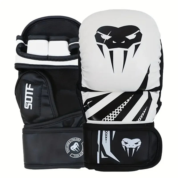 Gants de boxe avec motif tête de serpent sur fond blanc