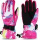 Gants ski femme avec les poignets ajustables ici de couleur rose sur fond blanc.